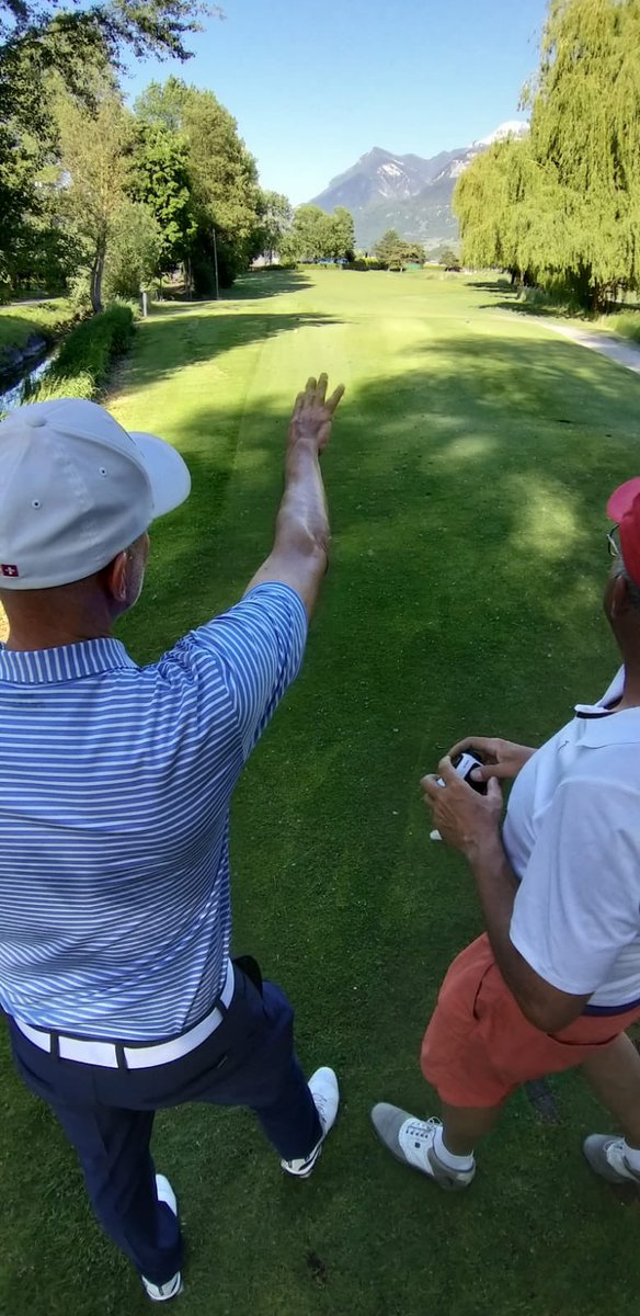 BossyGolf's tweet photo. Arrived in Sierre for the Swiss Golf West Championship. I had a great practice round with young local talents, my old Dunhill Cup partner and my putting coach@StephaneBarras @BMWSCHWEIZ @bmwgolfsport @petermillar @TitleistonEurope #swissgolf #bossygolf #puttzones #caddieplayer https://t.co/U1MhpXBa3C