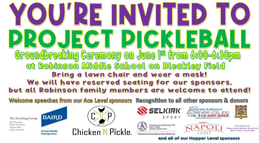 CoolShoesLeader's tweet photo. @RobinsonMidSch is getting ready for our Project Pickleball Groundbreaking Ceremony and we’d love to see you there! Rain or shine! @EmilyYoungerTV @TaylorRochaKSN @KSNNews @KWCH12 @KWCHNatalie @KAKEnews @ChrisLillyKAKE @SuzPerezICT @TheEllenShow @KWCHDevon @AnnetteLawless https://t.co/IA4VjdKRy5
