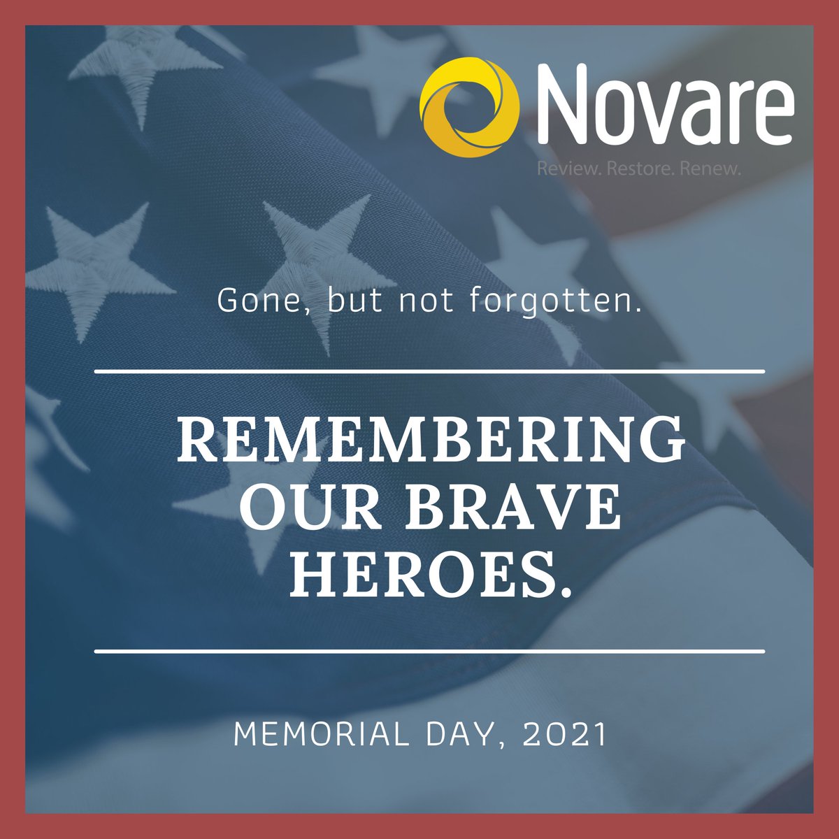 novare306's tweet photo. This Memorial Day, let us acknowledge, remember, and thank the millions of people in uniform who gave their lives for this country. Join us as we pause, reflect, and pay our respects.

#memorialday2021 #memorialdayweekend #memorialday #thankyou #remember #novarenetwork https://t.co/5gEtjubYKO