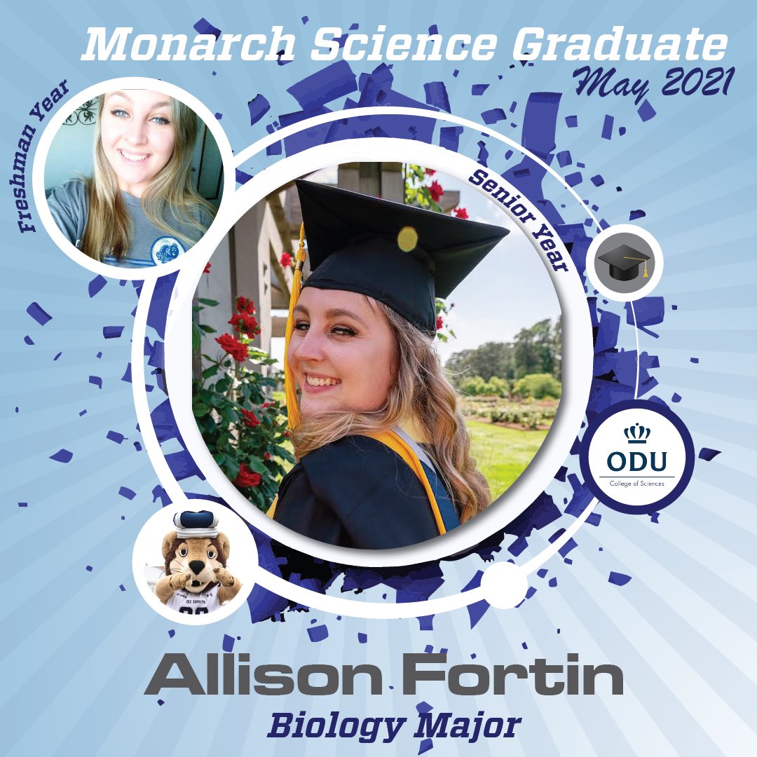 ODUSCI's tweet photo. Once a Monarch, always a Monarch.  A special Congratulations to Allison and to the Class of 2021 #Grad2021 #MayGraduation #ODU
 
@BIOLOGYatODU https://t.co/91KKKpcEI1