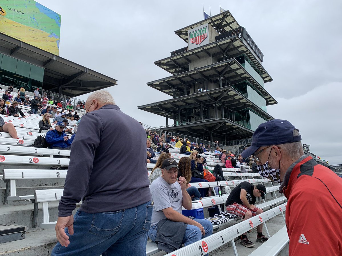 the IMS grandstands are starting to fill up Track is nearly dry. Carb day practice is expected to begin 1:30 <a href="/WTHRcom/">WTHR.com</a>