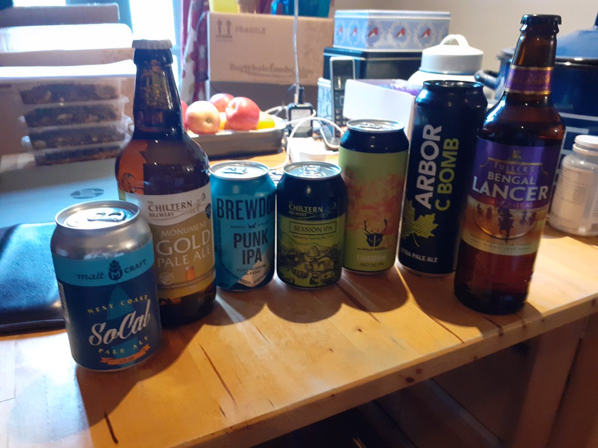 Preparing for the second staff online beer tasting. "Pale and interesting" with beers from <a href="/ArborAles/">ARBOR</a> <a href="/ChilternBrewery/">The Chiltern Brewery</a> <a href="/Maltthebrewery/">Malt The Brewery</a> <a href="/fullers/">life</a> <a href="/WildBeerCo/">The Wild Beer Co</a> <a href="/BrewDog/">BrewDog</a> all beers paid for by staff not school!
