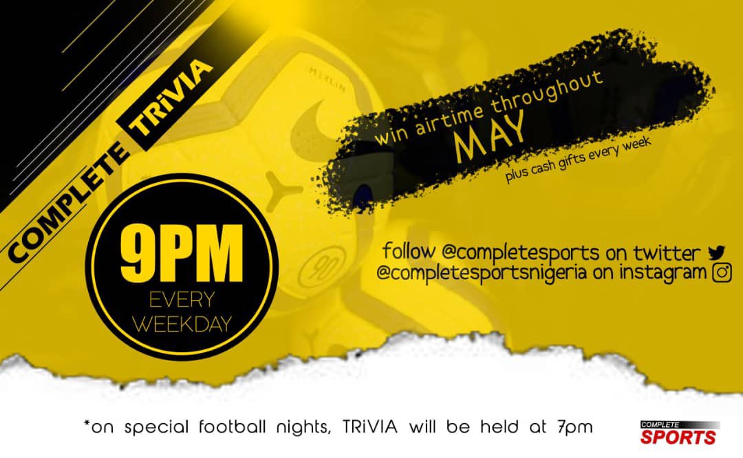 sheyikings's tweet photo. The final session of Complete TRiVIA is tonight!!!
Follow @completesports now to win airtime and cash.
#CompleteTrivia https://t.co/uSGZxvr4Iv
