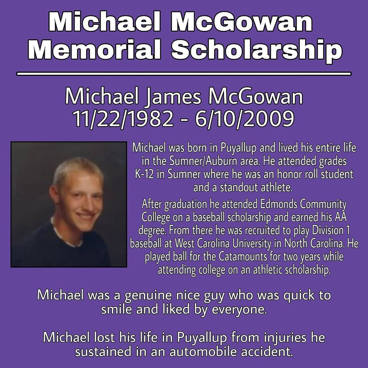 SumnerBaseball's tweet photo. Congrats @matt_man03 for earning the Michael McGowan Memorial Scholarship. This scholarship is annually awarded to a baseball player from Sumner HS who is very deserving. #valleypride #Classof2021 https://t.co/VNEjuJOIJ2