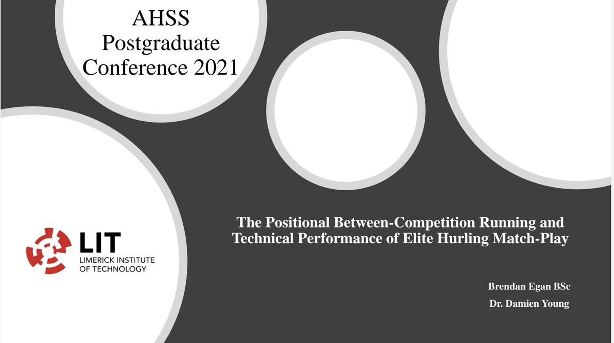 Delighted to get the opportunity to present my recent research investigating the 'Positional between-competition running and technical performance of elite hurling match-play' at the @ResearchArtsUL postgraduate conference!

@DamienYoung01 @RDI_at_LIT #AHSSPGconf