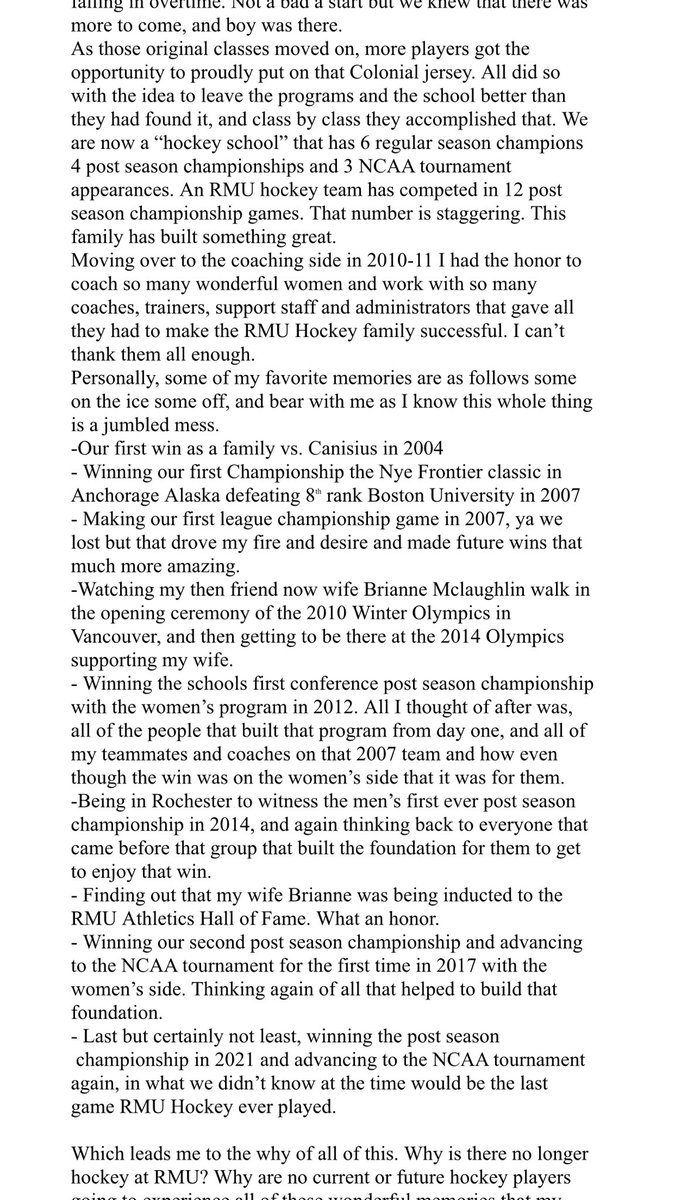 LBittle8's tweet photo. This is what RMU Hockey means to me, and why we need to save it for the past, current &amp; future athletes and coaches! Please give what you can at this link https://t.co/oE6NoeaWdL @DrChrisHoward @ChrisKingAD @Buccigross @BrianneMcL @BarstoolBigCat @RiggsBarstool @BizNasty2point0 https://t.co/aTw2WOkbid