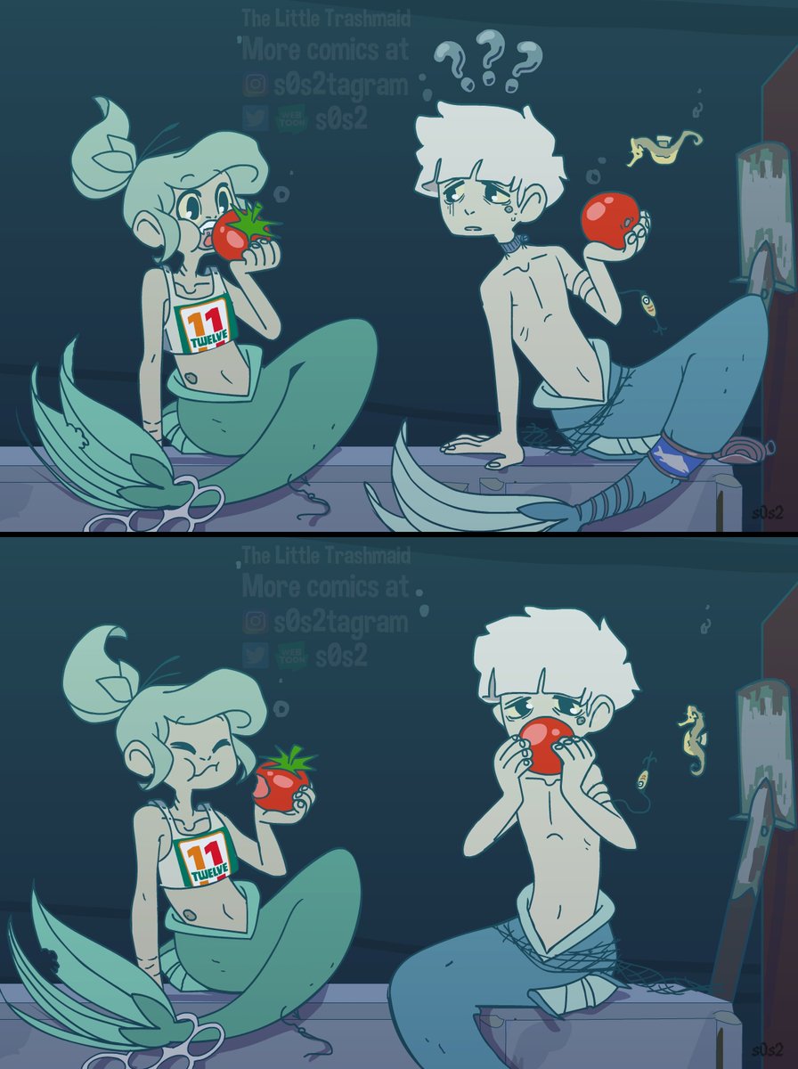 Big gulp 🐠🍅

Tapas: https://t.co/LQ5IK3gH5b
Webtoon: https://t.co/Gws4MUdvaW
Shop: https://t.co/IkDYBMpGSr
#thelittletrashmaid #trashmaid #mermaid #savetheplanet 