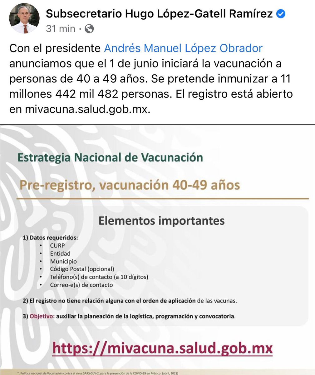 PavelMelendezC's tweet photo. 🚩 El 1 de #Junio iniciará la #vacunación personas de #40a49 años 💉😃 https://t.co/YPBFl6Hp0E