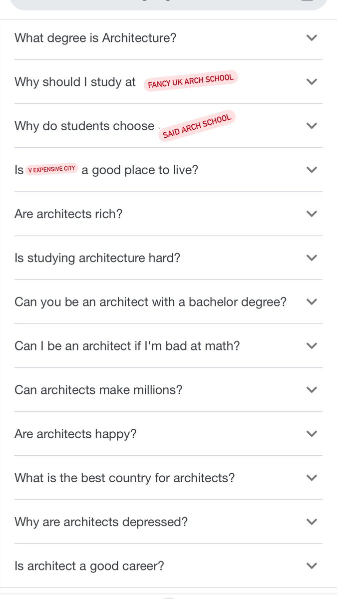 this is what google suggests to ppl googling architecture schools in uk in this day and age 🤔