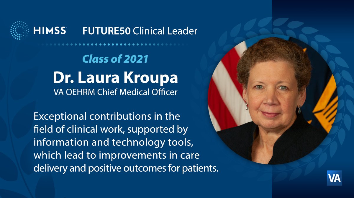 EHRMVA's tweet photo. Congratulations #HIMSSFuture50 Class of 2021 and OEHRM’s Dr. Kroupa! Well-deserved recognition for inspiring leadership in VA electronic health record modernization. 
https://t.co/nrmP6X4PaF  
#EHRM https://t.co/sdOZLlhZsi
