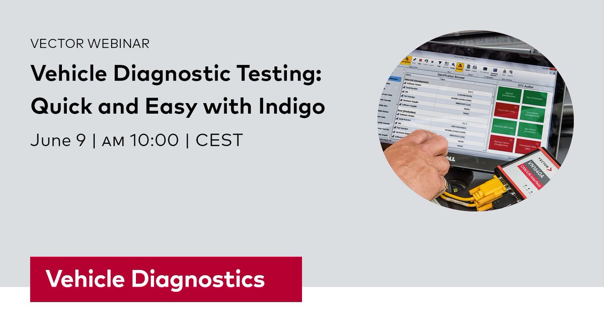vectorgrp's tweet image. #VehicleDiagnostics testing &amp;gt;&amp;gt; Quick and easy with #VectorIndigo &amp;gt;&amp;gt; Sign up for the #VectorWebinar: vctr.it/3vxzXnq