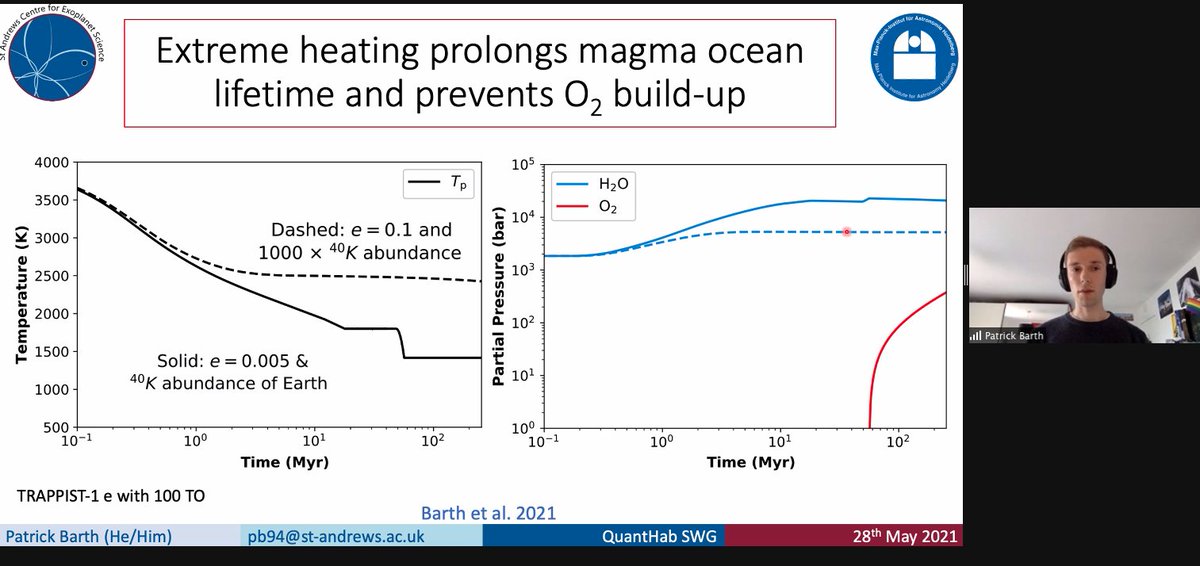 VPLanetCode's tweet photo. Fantastic presentation on magma ocean modeling with VPLanet from Patrick Barth (@ExoplanetMaster) at today's Quantitative Habitability videocon! https://t.co/RGGeXtIzr6