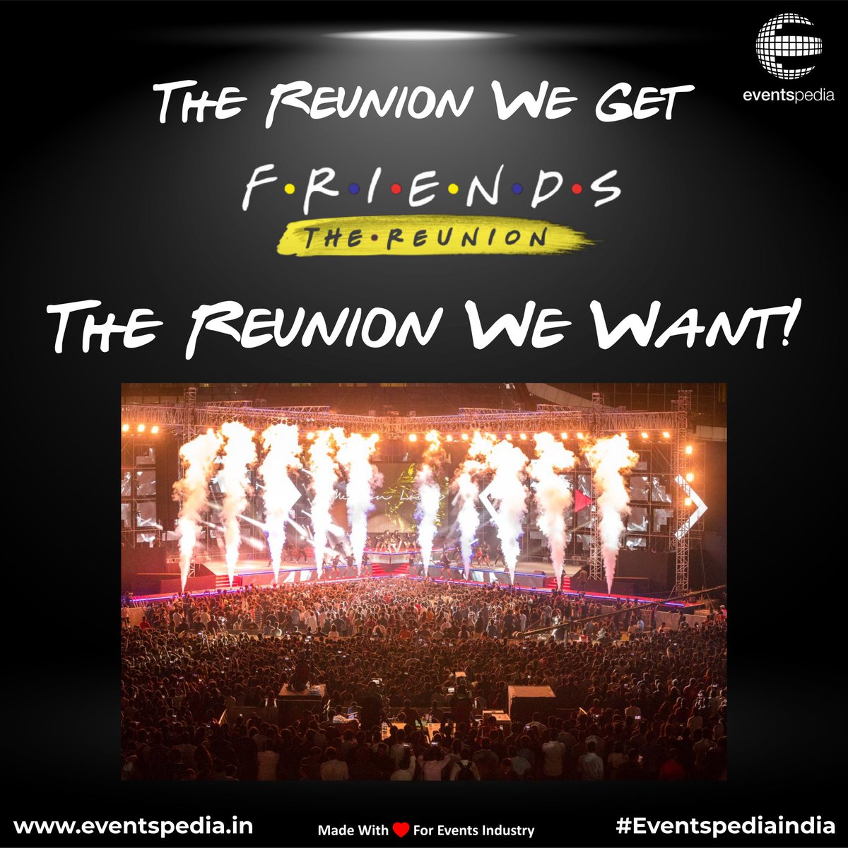 Eventspedia_Ind's tweet photo. The only #REUNION we care about now...
#reunion2021 #FriendsReunion #sunburnfestival #SUPERSONIC #YouTubeFanFest #ibw #IPL #sulafest #NH7 #weekender #eventspediaindia #saveeventindustry #saveevents #events #wedding #exhibition https://t.co/16uhurOptm