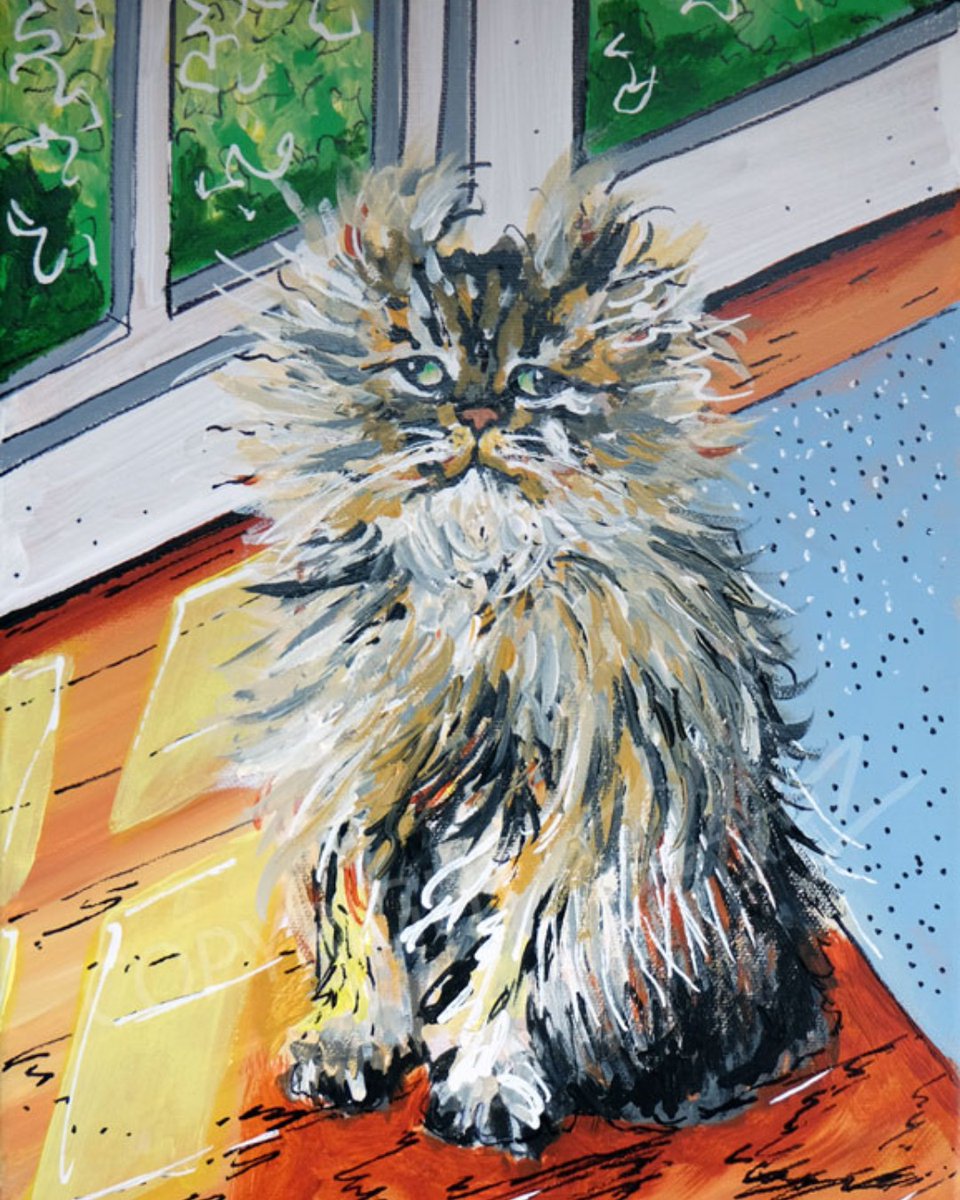 LauraHolArt's tweet photo. Hooray for Friday! Have a great bank holiday weekend everyone, may you be so chilled and relaxed that you wake up looking like this everyday 🤪 Got to love @barnaby_persian 

#petportrait #catcommission #catsofinstagram #persiancat #art #animalart #floof https://t.co/ekArLYPQJk