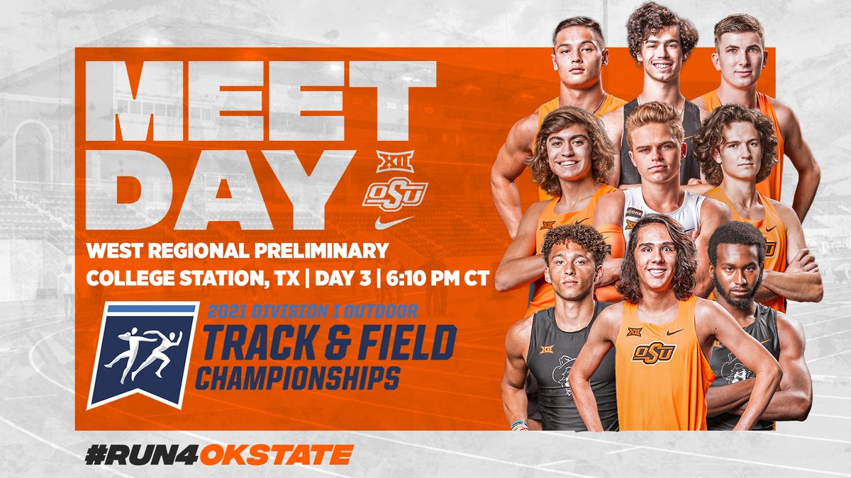 run4okstate's tweet photo. Eugene or bust.

📍 NCAA West Regional Prelim
🏟️ E.B. Cushing Stadium
📺 ESPN+ | https://t.co/wP6BXQkFE4
📊 Live Results | https://t.co/IHe5codjSa

#NCAATF | #run4okstate https://t.co/rI6y3IlQzU