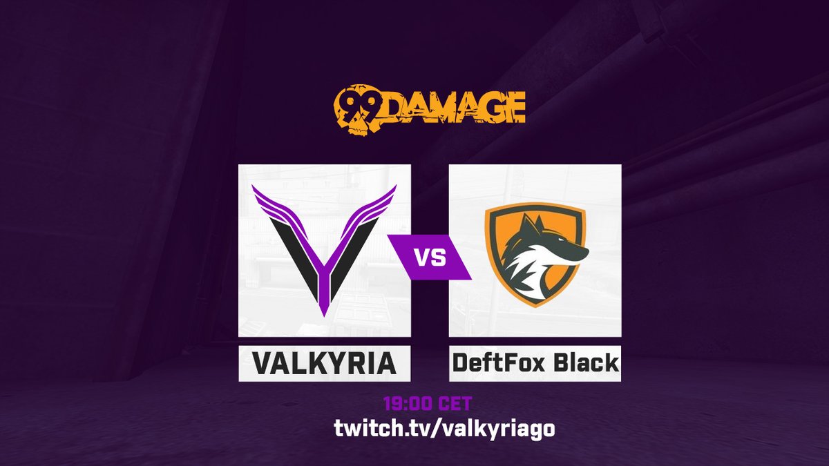 🔥 MATCH DAY 🔥

LETZTER <a href="/99DAMAGEde/">99Damage</a> Spieltag in Saison 17!
ALLES oder NICHTS!

Wir brauchen eure Unterstützung 🔥 
To #VYCTORY
 
🆚 @TeamDeftFox 
#99DMG 

🕔 19:00 CEST
🎙  <a href="/EsportsValkyrie/">Marc Arendt^Valkyrie</a>
📺 twitch.tv/valkyriago