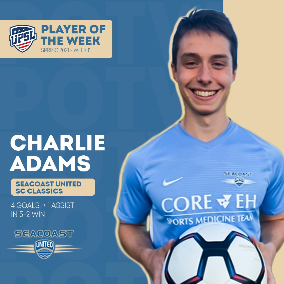 The United Premier Soccer League (#UPSL) 2021 Spring Week 11 (May 17-23) Player of the Week is <a href="/SeacoastUnited/">Seacoast United</a>'s Charlie Adams

#UPSLPOTW #LetsGoUpSL

📰: premier.upsl.com/news/2021/05/2…