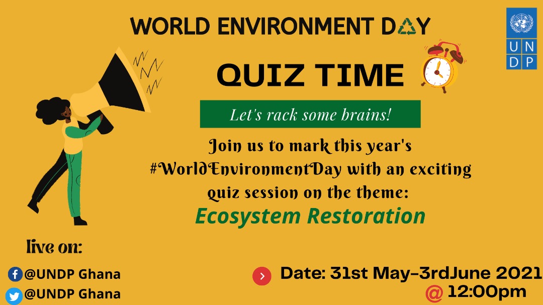 UNDPGhana's tweet photo. Ecosystems play critical role in our survival &amp; we are the generation that can make peace #WithNature. Ahead of #WorldEnvironmentDay, let’s get interactive with a quiz on the theme #GenerationRestoration. Watch this space! https://t.co/nzbIC0FVrW