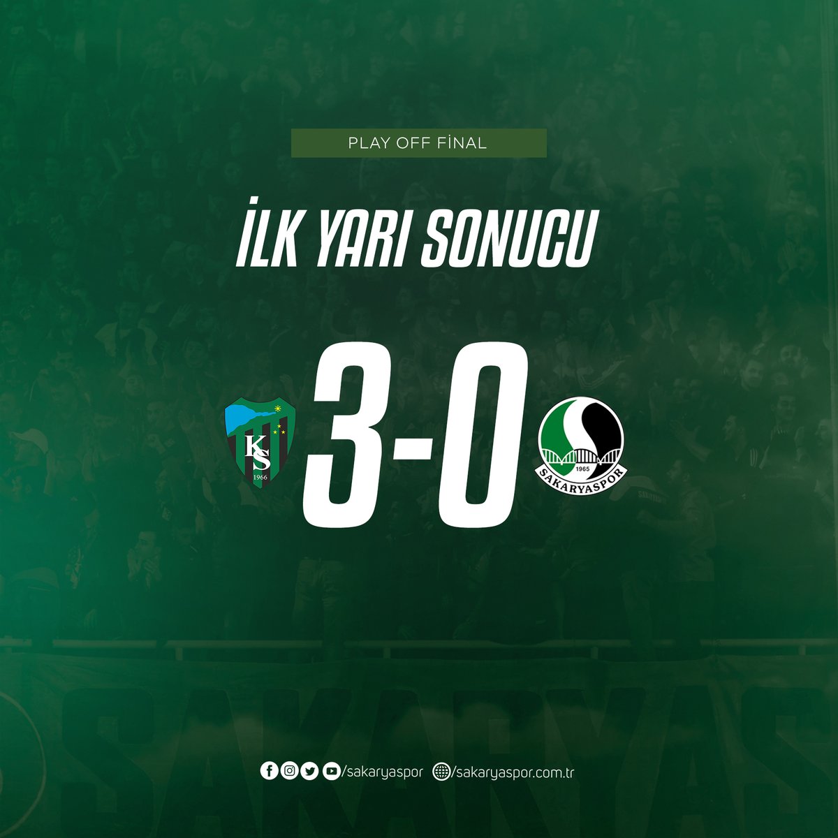 Sakaryaspor's tweet photo. İlk yarı sonucu| Kocaelispor 3-0 Sakaryaspor https://t.co/kLX4ILurrB