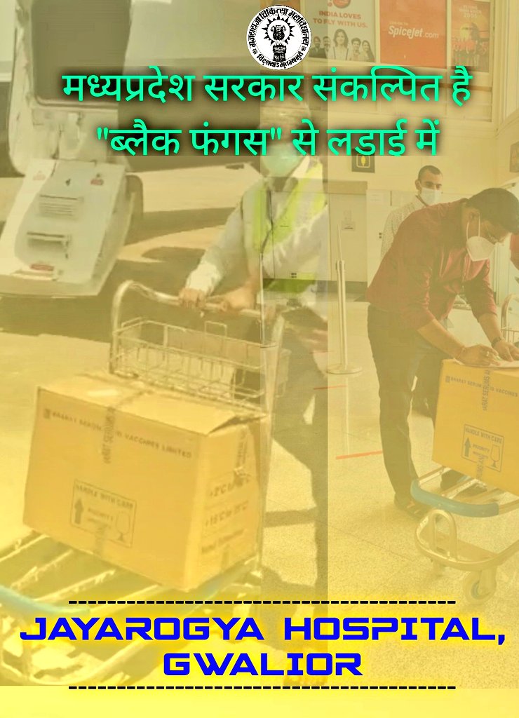 jayarogya's tweet photo. मध्यप्रदेश शासन द्वारा "ब्लैक फंगस" में उपयोगी एंटीफंगल 'एम्फोटेरेसिन-बी' इंजेक्शन की निरंतर आपूर्ति की जा रही है। 
"हम संकल्पित हैं कोरोना एवं उसके दुष्प्रभावों को हराने के लिए" 
#coronavirus https://t.co/26gatpiTJC