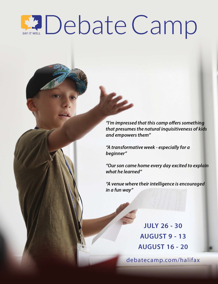 OurChildrenMag's tweet photo. Looking for a summer program? Debate Camp has a great selection of programs to choose from!

🗓 July 26 - 30, August 9 - 13, and August 16 - 20

For more information and registration, visit: https://t.co/5AjaCRT55m - @camp_debate https://t.co/X5YRE82Yly