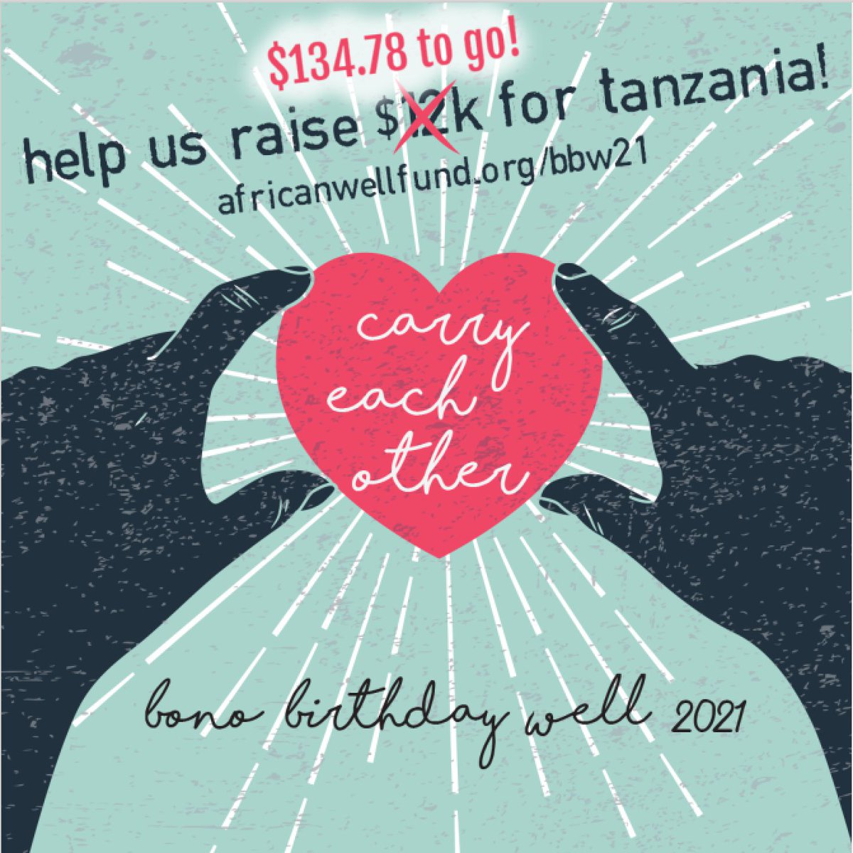 AfricanWellFund's tweet photo. Friends! The final weekend of this year's Build a Well for Bono's Birthday is approaching, and we're only $134.78 shy of fully funding a well serving 3,500 in Msona, Tanzania. Can you put us across the finish line? Donate today!

https://t.co/7kKapNgrbq

#Bono #U2 #BonoWell https://t.co/IocvBlNGKt