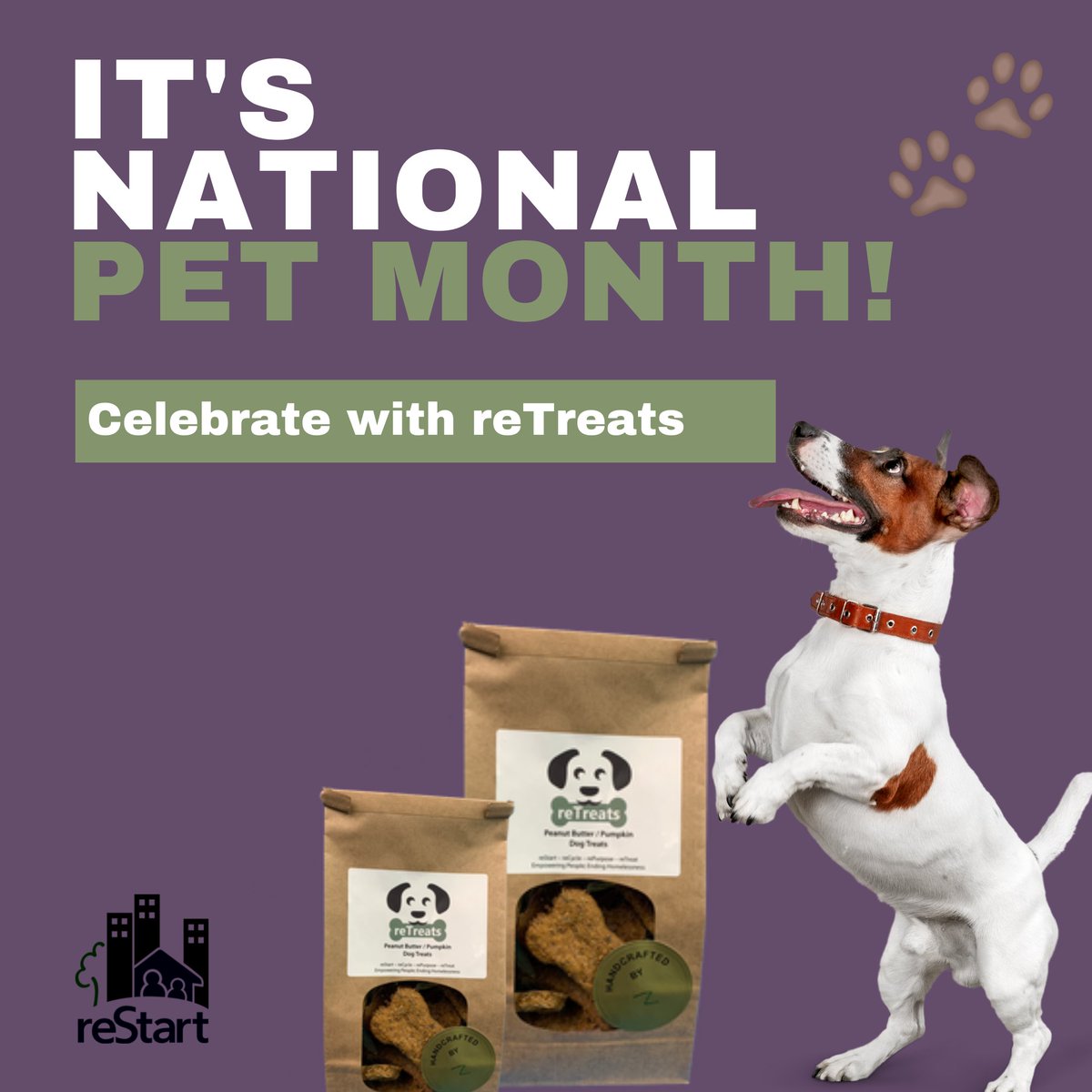 reStartKCMO's tweet photo. Have you and your dog been able to celebrate #NationalPetMonth yet? If not, there's still time — grab a bag of #reTreats and make it a party! here: https://t.co/IW1RKF78WL #reTreats #handmade #buylocalkc #dogtreats #dogbiscuits  #KCmade  #youthemployment #supportKCmade https://t.co/wl8C8TQbbc
