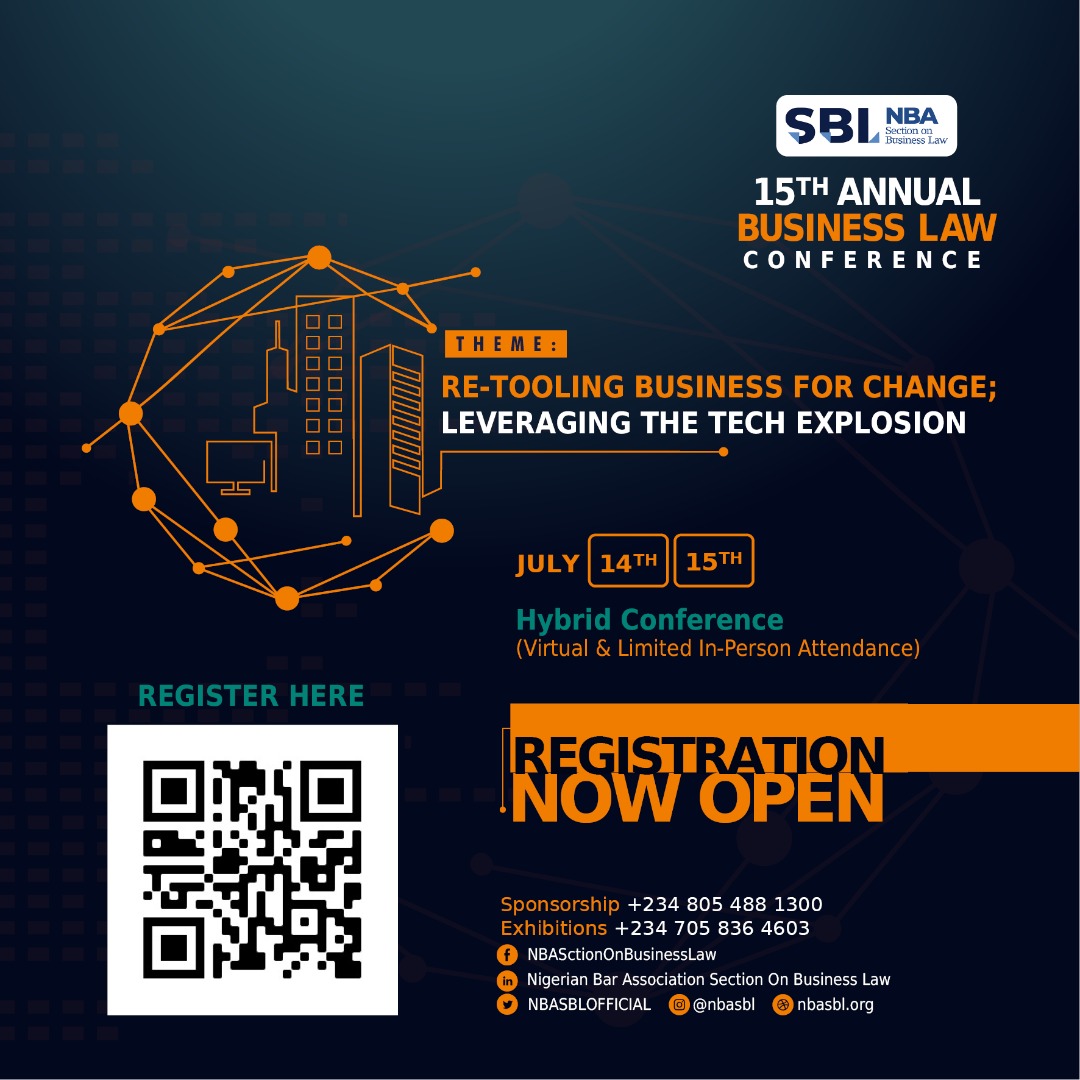 nbasblofficial's tweet photo. It is here!!!

Registration is now open for the 15th Annual Business Law Conference of the NBA-SBL, themed: “Re-tooling Businesses for Change; Leveraging the Tech Explosion.” 

📅July 14th &amp; 15th, 2021

To register, visit https://t.co/hRZs9wfFFT
#NBASBL #NBASBL2021 #SBLConference https://t.co/z3woA3iRRV