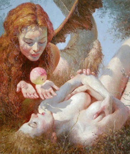 solisolsoli's tweet photo. Lilith and Eve, 1963, by Yuri Klapouh https://t.co/4fCcJZ28RE