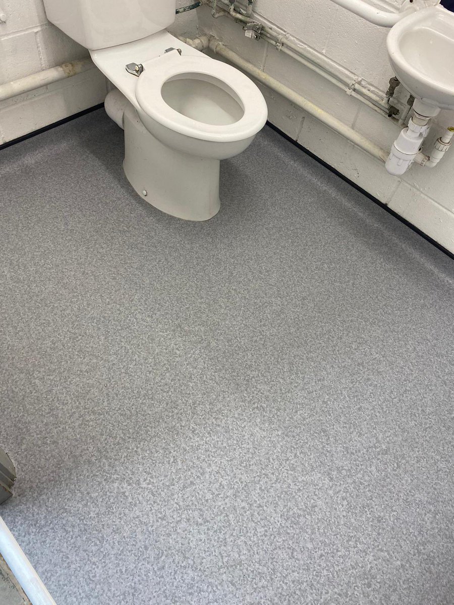 Nice safety flooring up the walltoilet in a commercial premises to finish the week - looks great and is hygienic too #chestertweets #safetyfloorspecialists
