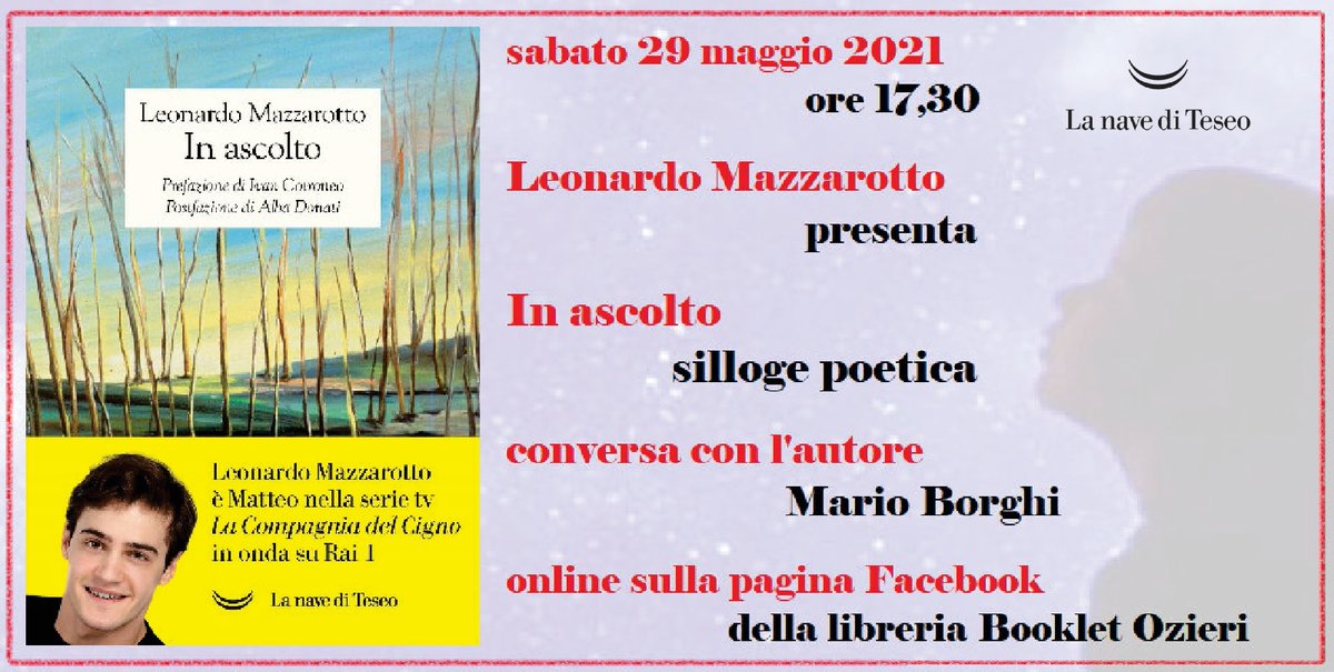 <a href="/lmazzarotto1/">Leonardo Mazzarotto</a> e le nuove poesie e prose del suo "In ascolto": alle 17.30 il giovane scrittore, musicista e attore le presenterà in diretta sulla pagina FB della libreria Booklet Ozieri!
🔔Per ricevere la notifica: facebook.com/permalink.php?…