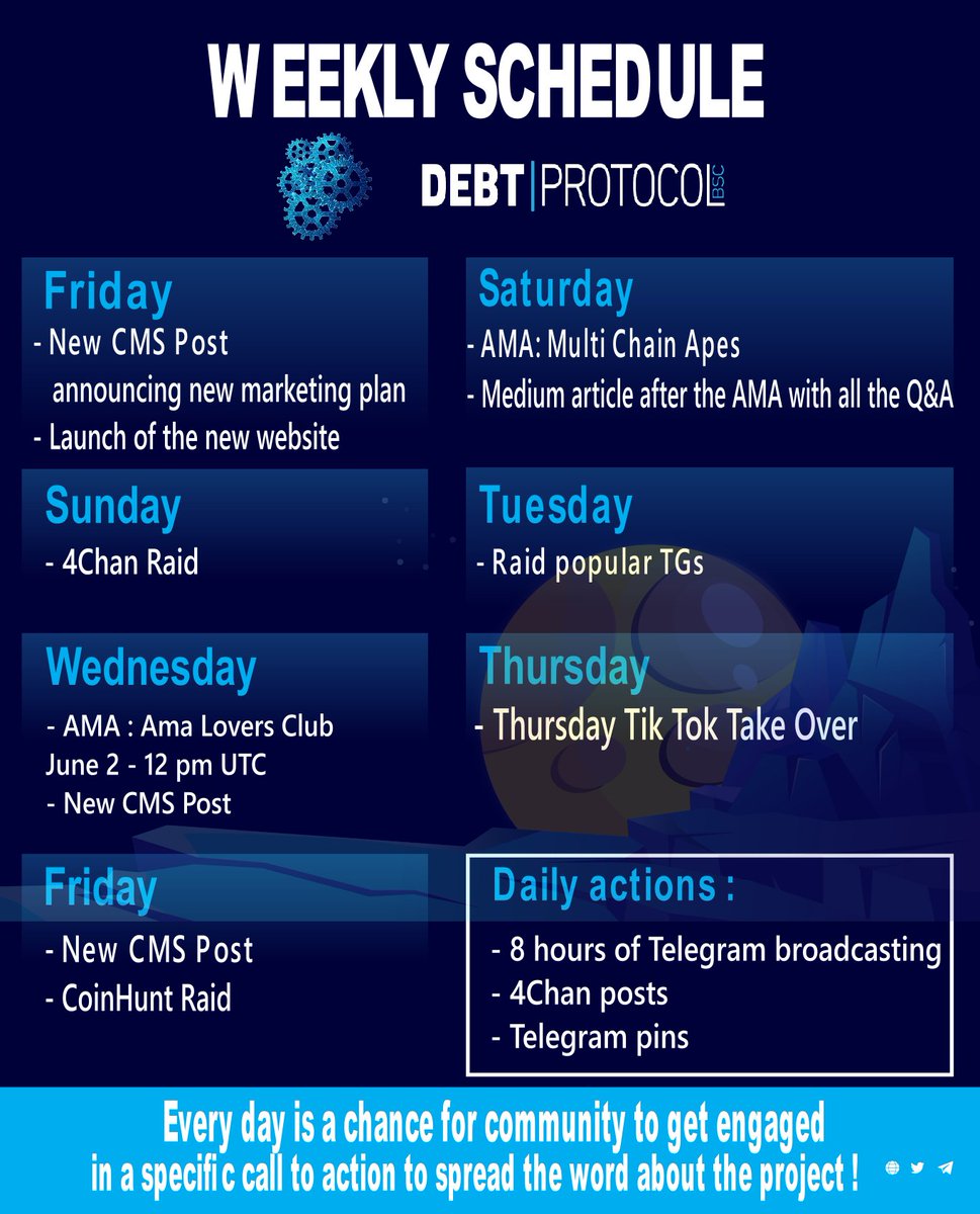 Official_Debt's tweet photo. Check out our new marketing plan for the upcoming week 🔥
Also, our new website has been released ⚡
https://t.co/7qldRDyT3N https://t.co/bFWzzRvBPI