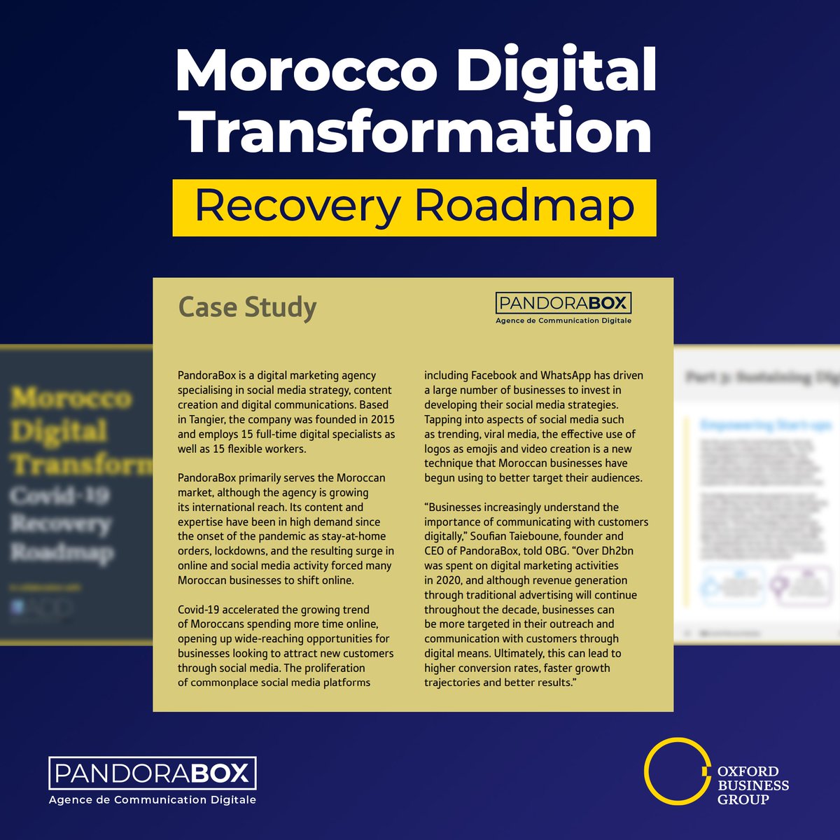 Pandora Box (@pandoraboxmaroc) on Twitter photo <a href="/PandoraBoxMaroc/">Pandora Box</a> fait partie des agences exposées dans le rapport fait par <a href="/OBGinsights/">OxfordBusinessGroup</a>, traitant le sujet de la #transformation_digitale au Maroc qui est devenue un levier de croissance suite à la pandémie de Covid-19.
#OxfordBusinessGroup #marketingdigital <a href="/PandoraBoxMaroc/">Pandora Box</a> fait partie des agences exposées dans le rapport fait par <a href="/OBGinsights/">OxfordBusinessGroup</a>, traitant le sujet de la #transformation_digitale au Maroc qui est devenue un levier de croissance suite à la pandémie de Covid-19.
#OxfordBusinessGroup #marketingdigital