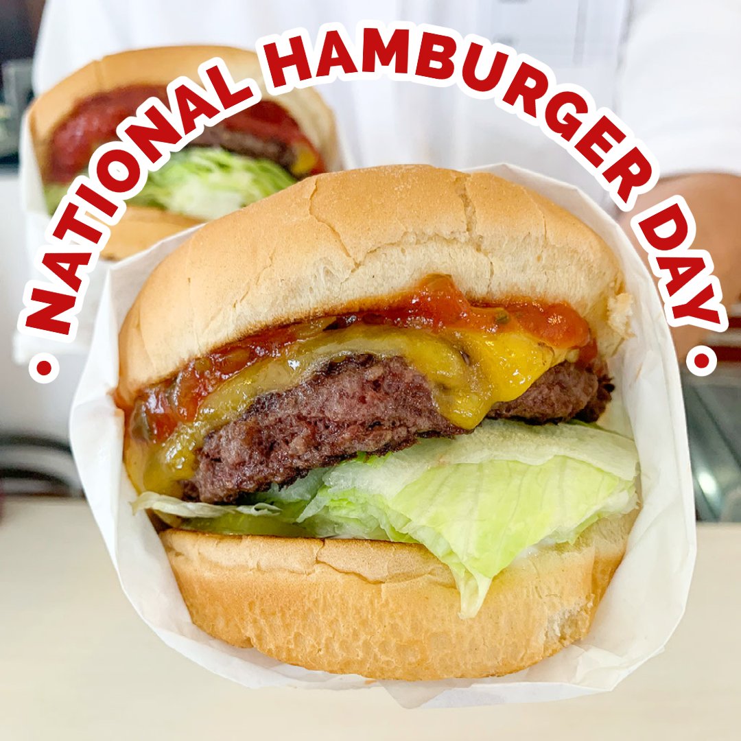 Happy National Hamburger Day! How do you plan to celebrate--with a Steakburger of Hickoryburger? #nationalhamburgerday #burgers #hamburger #memorialdayweekend #cookout #bestburger #classic