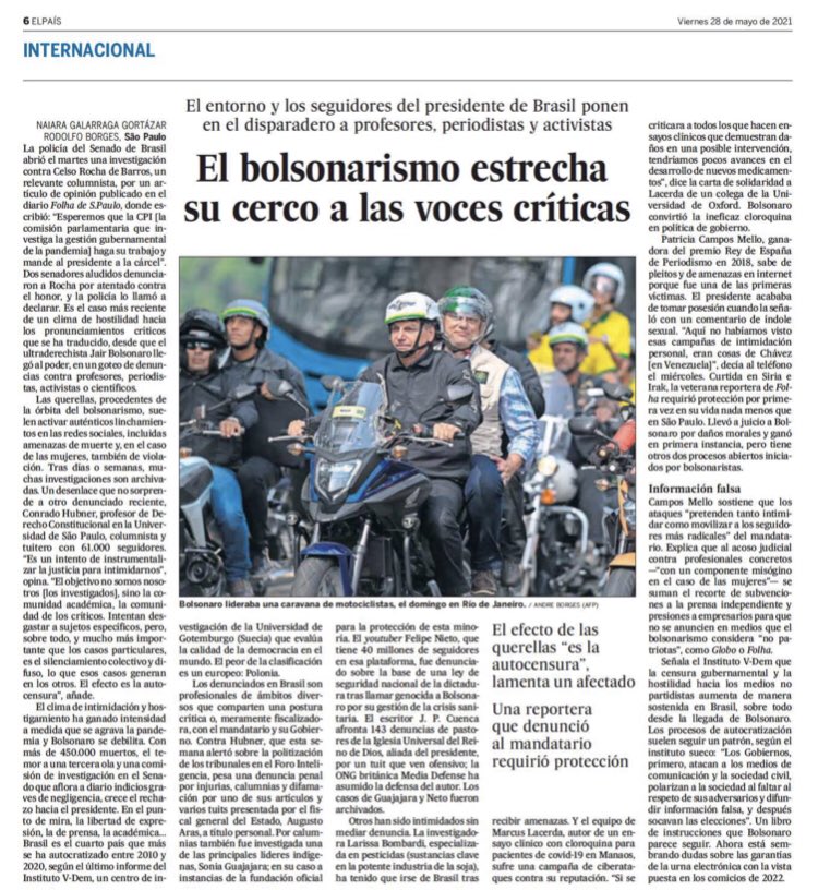 heliomdoyle's tweet photo. O bolsonarismo aperta o cerco às vozes críticas. El País, Espanha. O Brasil apresentado, com razão e para nossa vergonha, como o país presidido por um fascista https://t.co/Zv5D2ULkVn