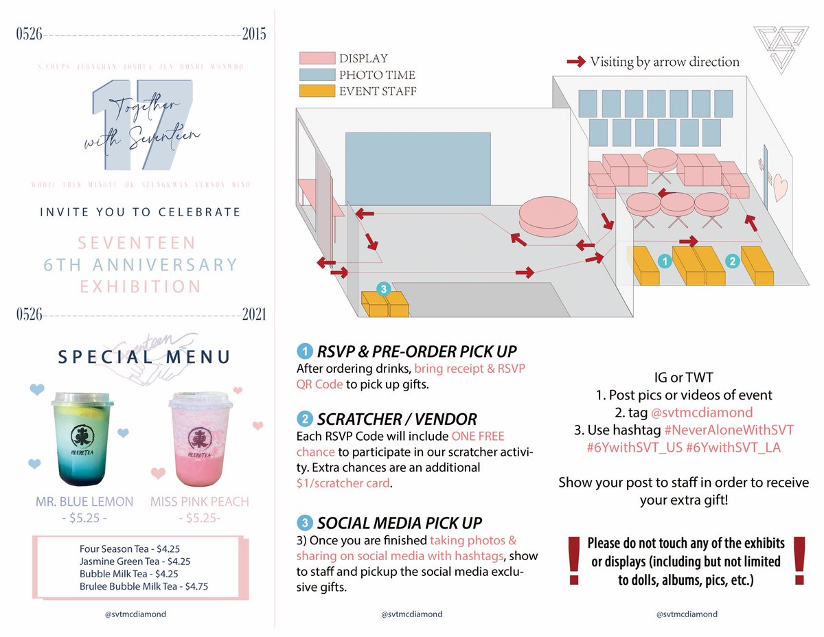 svtmcdiamond's tweet photo. โจPlease follow our introduction below and our special menu for Carat only๏ผ
We will give out this map when you come in~
#SEVENTEEN #์ธ๋ธํด #6YearsWithSVT #SEVENTEEN_6TH_ANNIVERSARY
#NeverAloneWithSVT #6YwithSVT_US https://t.co/2Mp0GxsS6k