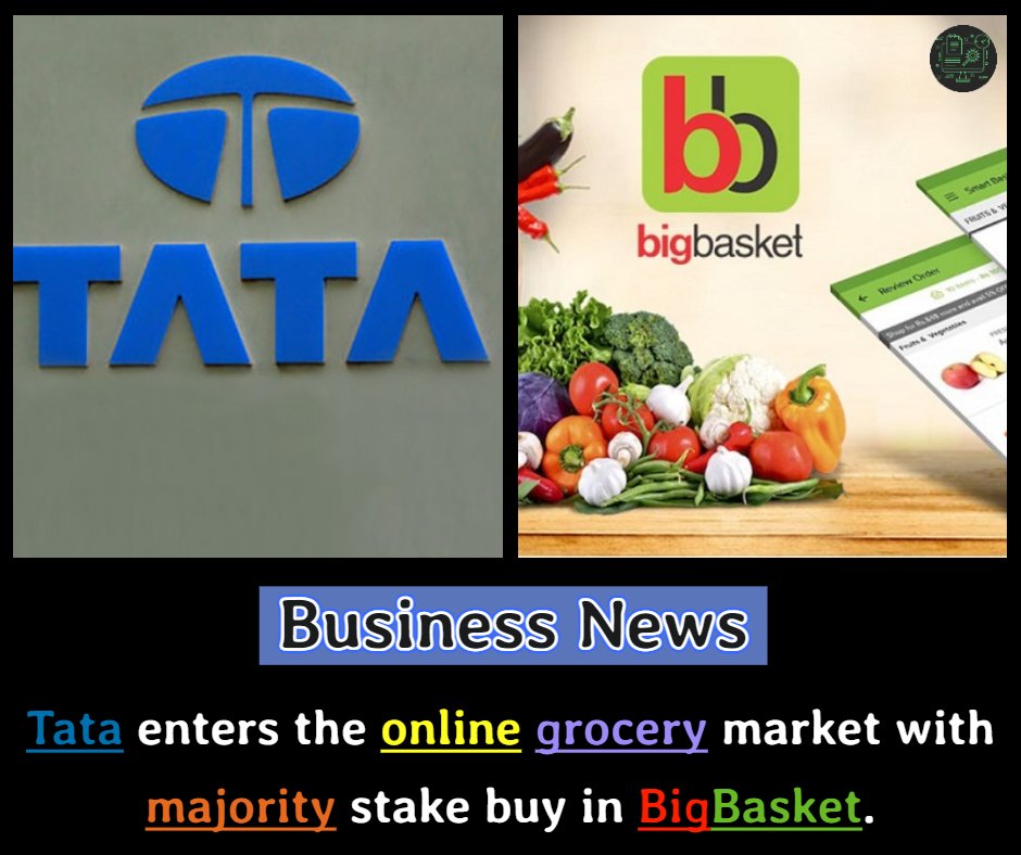 crazytechgo's tweet image. Tata Enters The Online Grocery Market With Majority Stake Buy in BigBasket.
#BreakingNews #StocksToBuy #Tatamotors #TataSteel #TataDigital #BigBasket #MGM #Amazon #Flipkart #businessnewsthisweek #BusinessIdeas