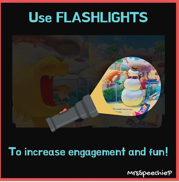 Robin Bryant (@robinb_slp) on Twitter photo Fun Friday idea: Use flashlights to increase attention and engagement!
books - use it to draw attention to images for inferencing, vocabulary, or shine it on a particular word for literacy
flash cards - search for them in the dark
<a href="/HCDSB_SLPs_CDAs/">HCDSB_SLPs_CDAs</a> #communicationisconnection Fun Friday idea: Use flashlights to increase attention and engagement!
books - use it to draw attention to images for inferencing, vocabulary, or shine it on a particular word for literacy
flash cards - search for them in the dark
<a href="/HCDSB_SLPs_CDAs/">HCDSB_SLPs_CDAs</a> #communicationisconnection