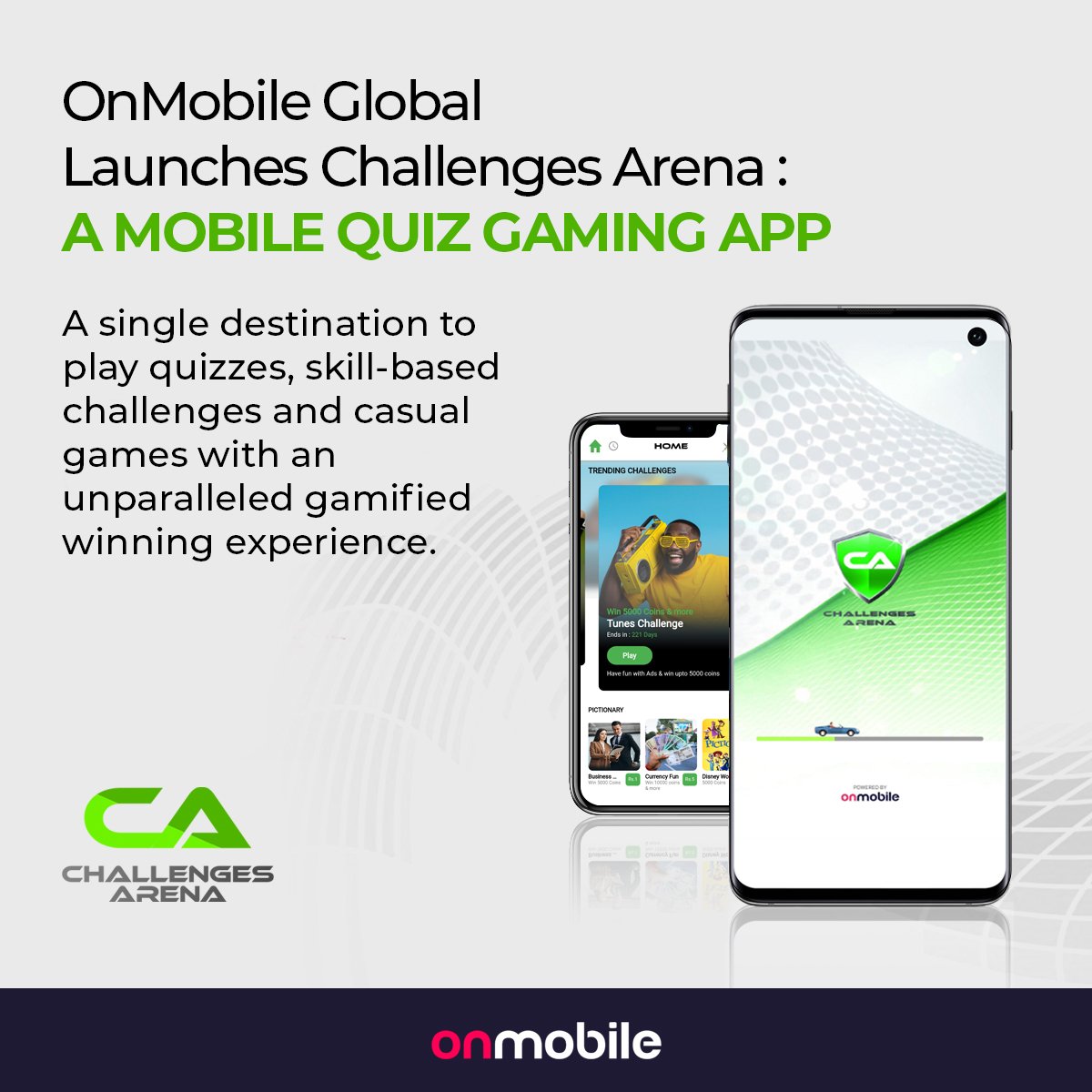 OnMobileGlobal's tweet photo. We're excited to announce the launch of #ChallengesArena, our new mobile quiz #gaming app that provides an unparallel gamified experience for gamers to earn rewards by competing in quizzes and other theme-based challenges. Learn more. https://t.co/otJSDZLix4 https://t.co/pqIILMZDoS