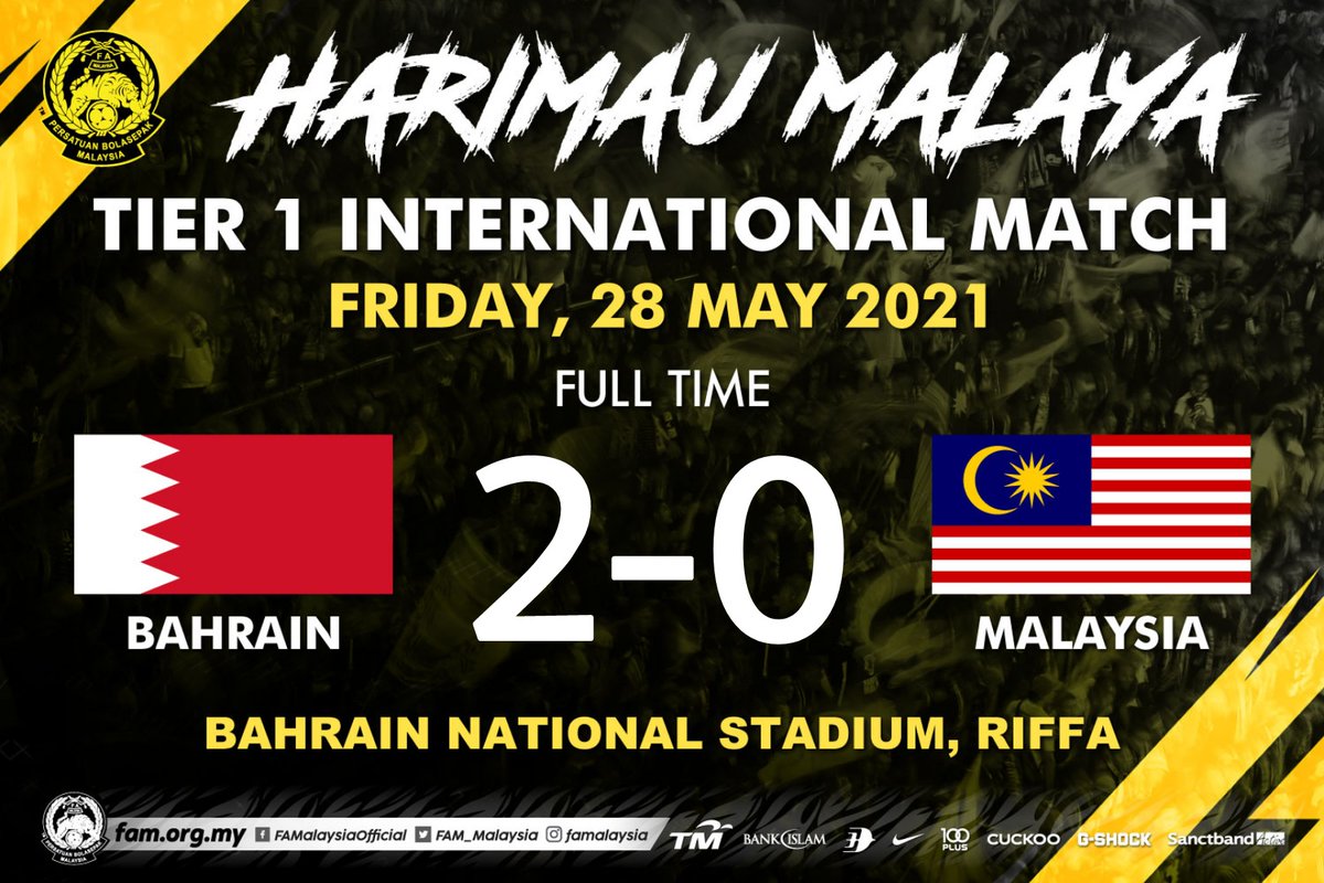 Fa Malaysia On Twitter Keputusan Masa Penuh Perlawanan Antarabangsa Tier 1 28 Mei 2021 Bahrain 2 0 Malaysia Mahdi Abduljabbar 41 P Jassim Marhoon 61 Fam Harimaumalaya Https T Co Lnn9qu7nqm Twitter