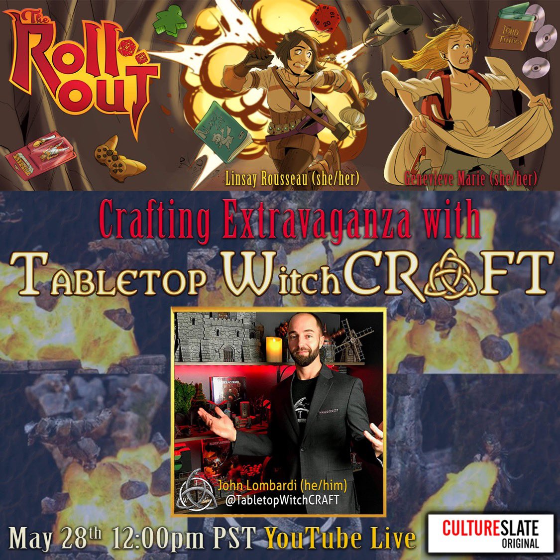 LinsayRousseau's tweet photo. We’re going live in 30 minutes at noon PST with a brand new episode of @TheRollOutGeek! We have an amazing interview with John Lombardi of Tabletop WitchCRAFT.
https://t.co/GTF5noxi2x
#dnd #dungeonsanddragons #dndcrafting #crafting #dndbuilds https://t.co/SsisWWTkqJ