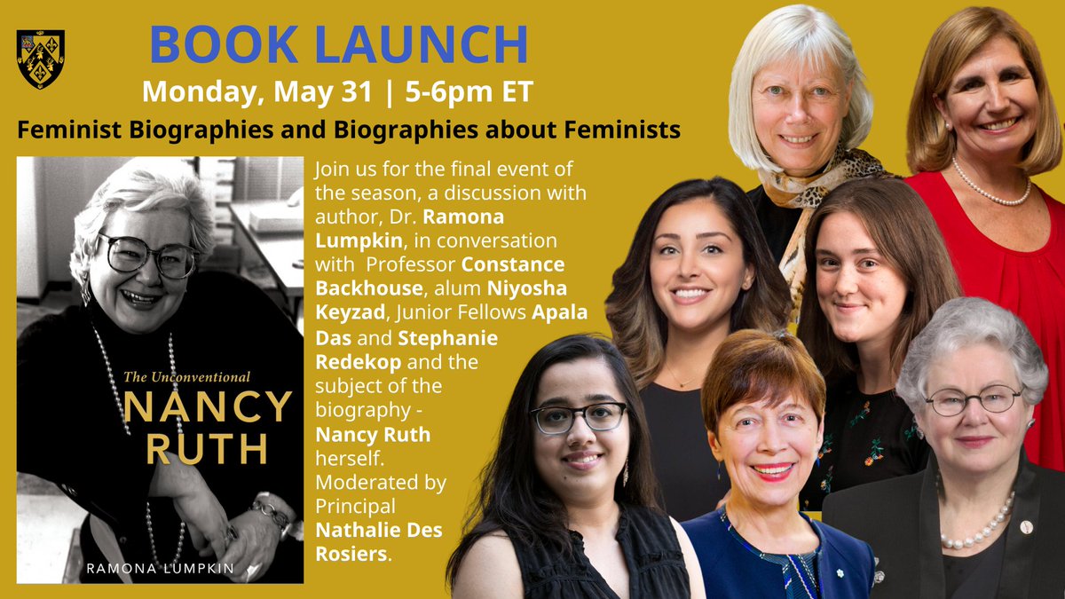 Massey College (@masseycollege) on Twitter photo May 31, 5pm - book launch about women’s rights activist #NancyRuth by <a href="/RamonaLumpkin/">Dr. Ramona Lumpkin</a>. Join the conversation on #feminist #biographies with Prof Backhouse, <a href="/niyosh/">Niyosha Keyzad</a> @stephired & Apala Das. Moderated by <a href="/NDesRosiers/">Nathalie Des Rosiers</a>. @_secondstory <a href="/SenateCA/">Senate of Canada</a>
Watch live: youtu.be/xjAa51sF-nI May 31, 5pm - book launch about women’s rights activist #NancyRuth by <a href="/RamonaLumpkin/">Dr. Ramona Lumpkin</a>. Join the conversation on #feminist #biographies with Prof Backhouse, <a href="/niyosh/">Niyosha Keyzad</a> @stephired & Apala Das. Moderated by <a href="/NDesRosiers/">Nathalie Des Rosiers</a>. @_secondstory <a href="/SenateCA/">Senate of Canada</a>
Watch live: youtu.be/xjAa51sF-nI