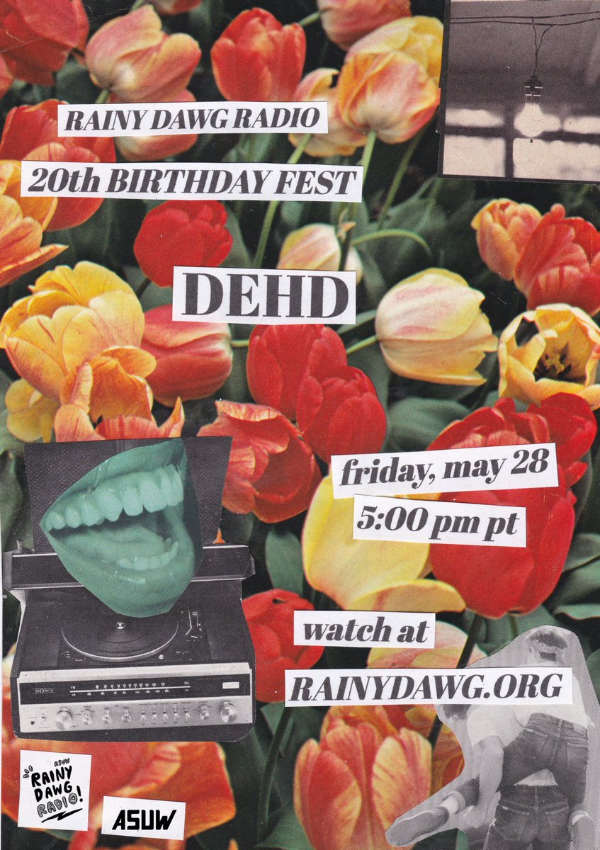 Join us for the last day of Birthday Fest with DEHD <a href="/dehd/">HD</a> TONIGHT at 5pm! Finish the week, quarter, and school year with a performance from Chicago-based indie twang band Dehd. Tune in at rainydawg.org!