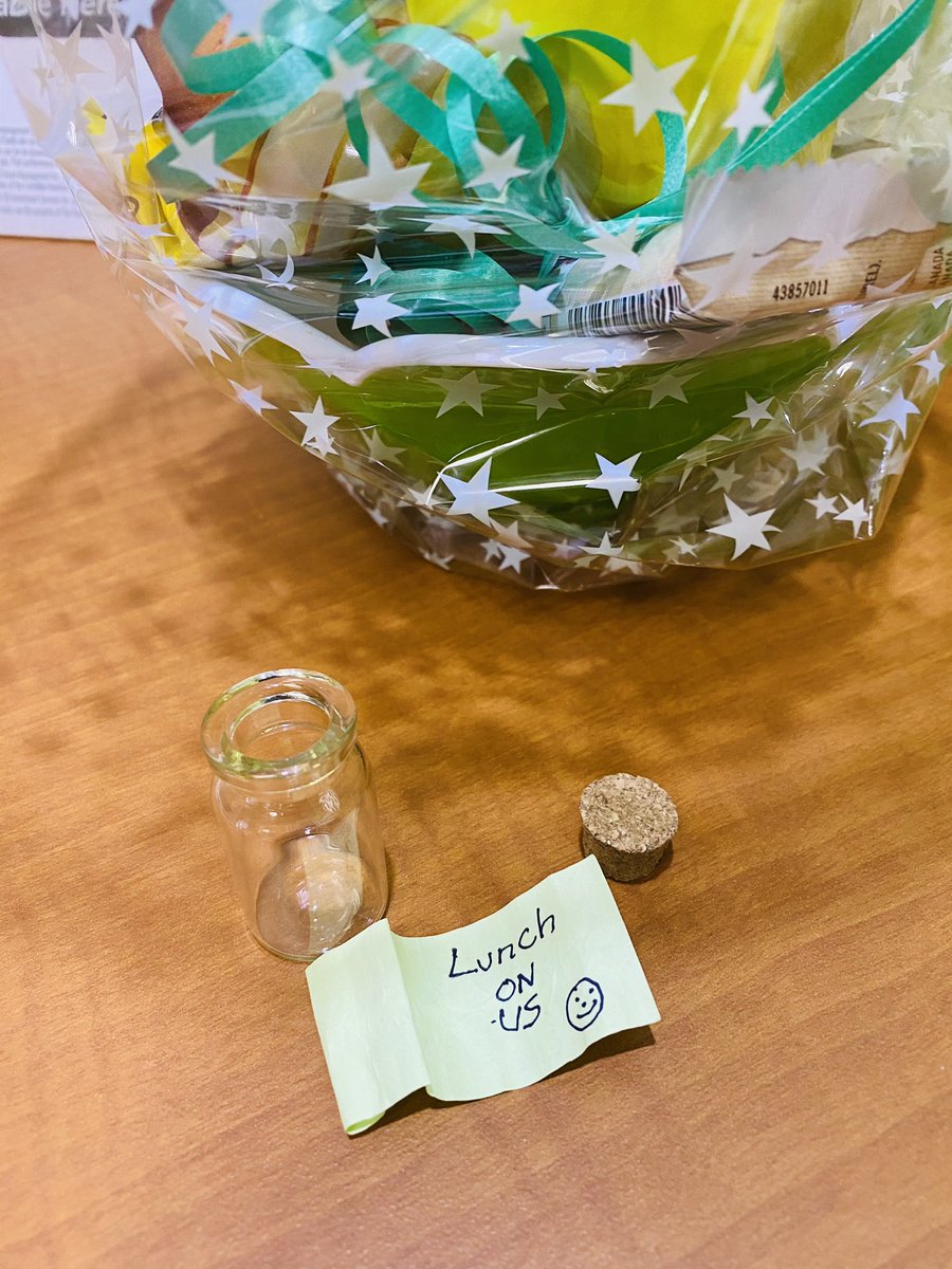 LafitteBev's tweet photo. Appreciate all you do. Fun day with lunch on us, treats and Message in a Bottle with random surprises for all. Thank you to a wonderful team, Rock Solid 💚@valeriesmithnl1 https://t.co/gXsWGQxzhY