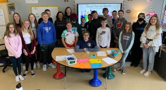 SMS_Owls's tweet photo. Kid's in Mrs. Schulz's 7th/8th hour math class made a Thank You Slideshow for her last day as the long-term sub for Mrs. Schlessinger.  In the words of Mrs. Noonan, "The kids are "so sweet!" https://t.co/Iz6aV4Uhvz