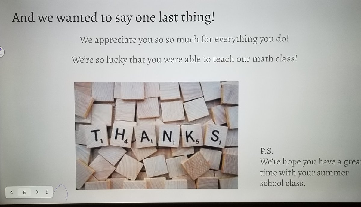 SMS_Owls's tweet photo. Kid's in Mrs. Schulz's 7th/8th hour math class made a Thank You Slideshow for her last day as the long-term sub for Mrs. Schlessinger.  In the words of Mrs. Noonan, "The kids are "so sweet!" https://t.co/Iz6aV4Uhvz