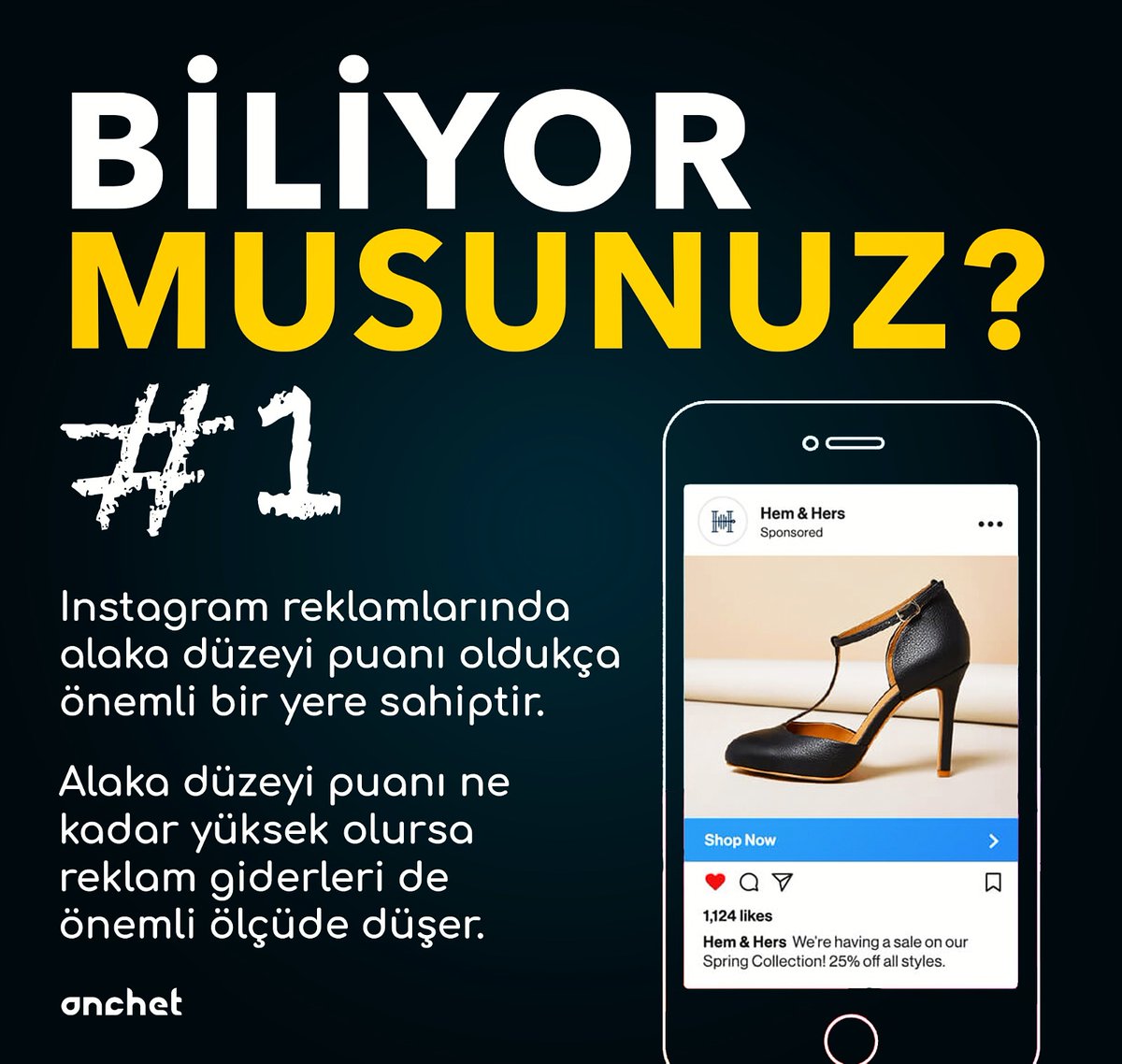 Bunları biliyor musunuz?

Instagram, her ürün gamı için alaka düzeyi puanı belirler. 
Bu puanı ne kadar yükseltirseniz, reklamınızın başarıya ulaşması o kadar kolaylaşır.