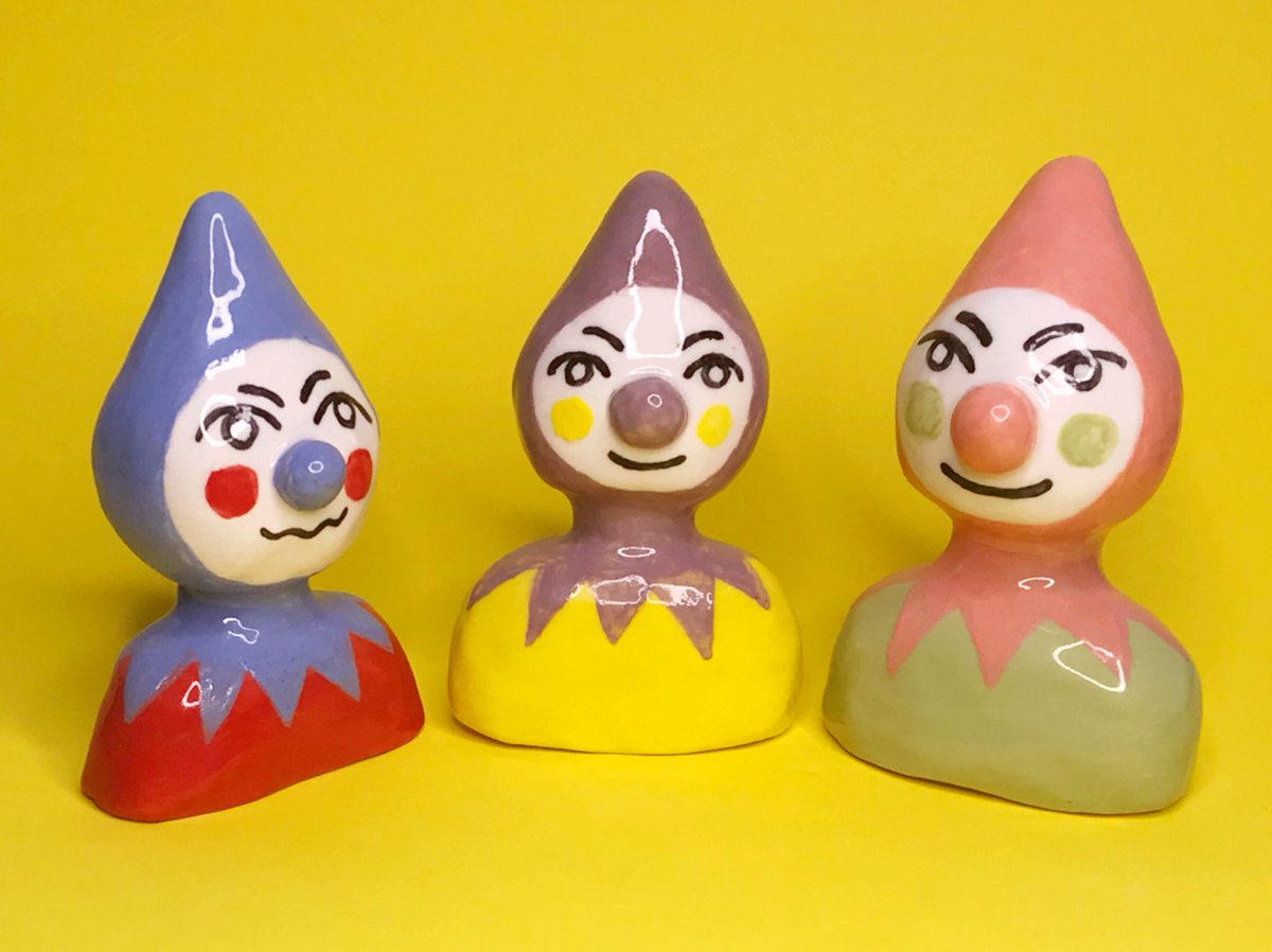 jellyfellyfool's tweet photo. three buttplug-lookin’ clown friends 🤪🌀 https://t.co/YPqr1dYhbr