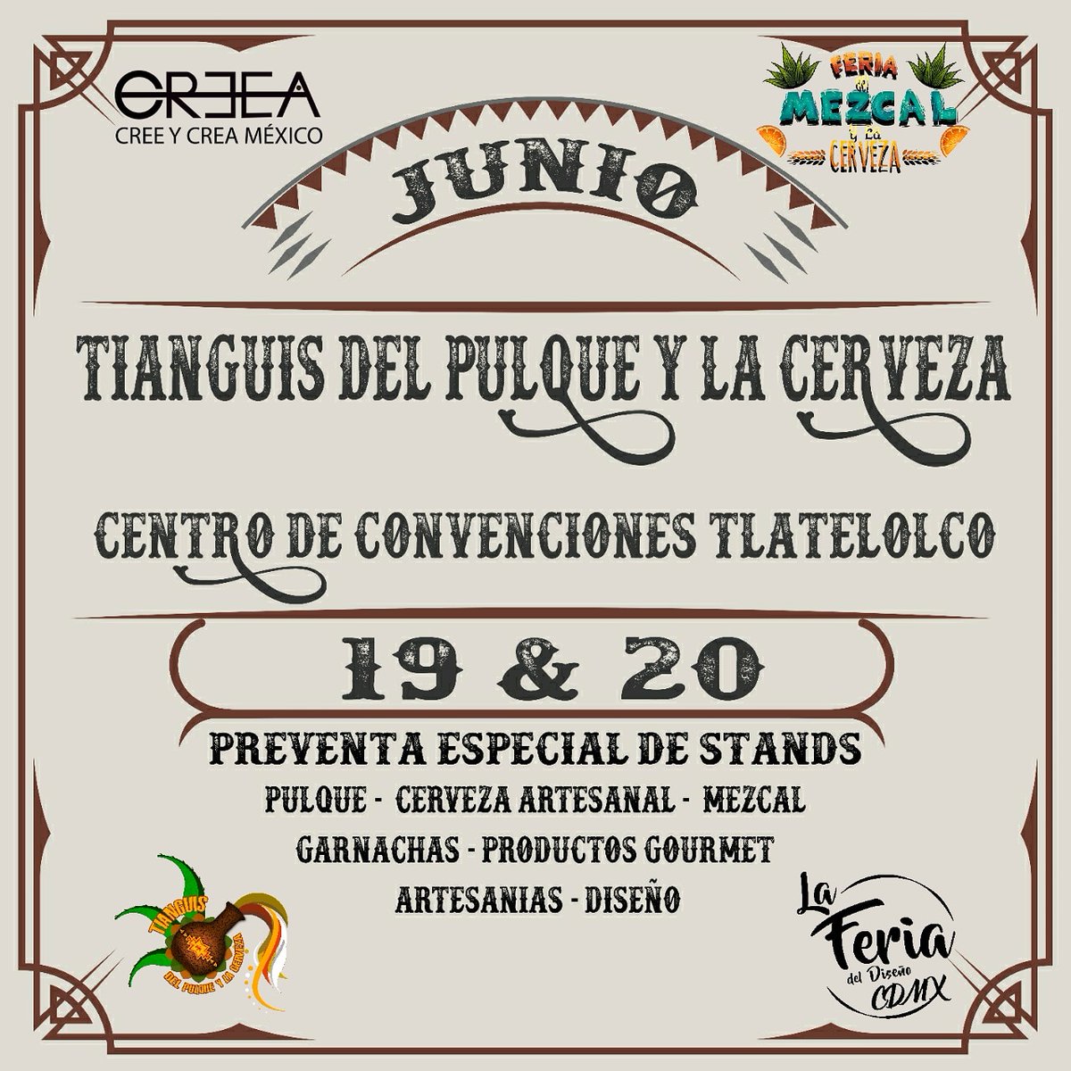 ⚠️ ACCESO CONTROLADO ⚠️
Tianguis del Pulque y la Cerveza 2021
Esta es tu oportunidad de participar como expositor! 😱🖤
<<< Más detalles y beneficios>>>
📅 19 Y 20 DE JUNIO  📣
⏰ 12:00 pm a 07:00 pm
☎️ 55 3992 6840
📧 laferiadelmezcal@gmail.com