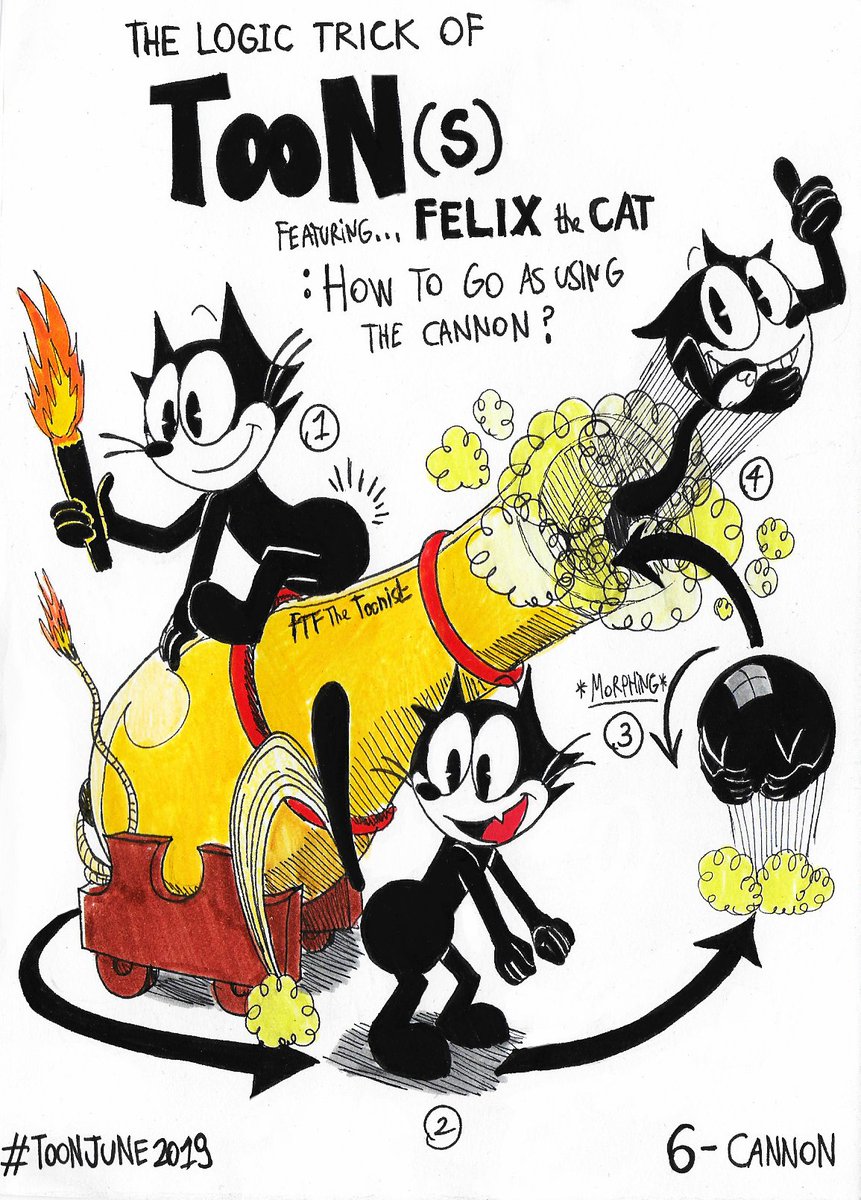 FTFTheToonist's tweet photo. [CLASSICS] The second set of my old #ToonJune (4 to 8), 2019 edition that Felix does, such as some homages of classic cartoons/strips.

#FelixTheCat #FelixTheCat100Years #Skiddoo #Challenge #Throwback #Homages #FanArts https://t.co/3me9vCDWWB